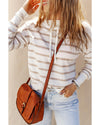 Cowl Neck Striped Print Drop Shoulder Sweater - XL