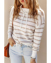 Cowl Neck Striped Print Drop Shoulder Sweater - XL