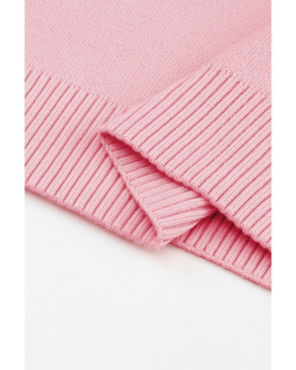Pink Floral Pattern Drop Shoulder Sweater - S