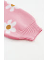 Pink Floral Pattern Drop Shoulder Sweater - XL