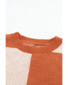 Brown Checkered Floral Print Striped Sleeve Sweater - M