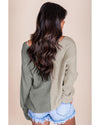 Azura Exchange Gray Long Sleeve V-Neck Colorblock Sweater - M