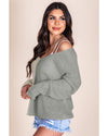 Azura Exchange Gray Long Sleeve V-Neck Colorblock Sweater - M