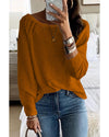 Brown Long Sleeve Cutout Shoulder Relaxed Sweater - XL