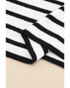 Stripe Collared V Neck Lightweight Knit Casual Sweater - S