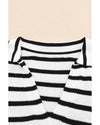 Stripe Collared V Neck Lightweight Knit Casual Sweater - S