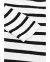 Stripe Collared V Neck Lightweight Knit Casual Sweater - S