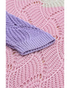 Pink Color Block Hollow Knitted Loose Sweater - M