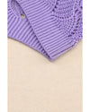Pink Color Block Hollow Knitted Loose Sweater - M