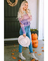 Pink Color Block Hollow Knitted Loose Sweater - XL