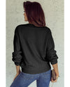 Black Eyelet Pattern Detail V Neck Drop Shoulder Sweater - 2XL