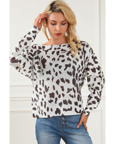 Leopard Long Sleeve Crewneck Sweater - L