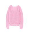 Pink Ribbed Knit V Neck Sweater - M