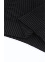 Black Ribbed Knit V Neck Sweater - XL
