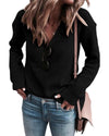 Black Ribbed Knit V Neck Sweater - XL