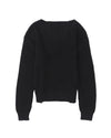 Black Ribbed Knit V Neck Sweater - XL