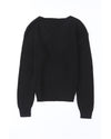 Black Ribbed Knit V Neck Sweater - XL