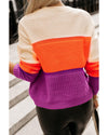 Azura Exchange Multicolor Color Block Drop Shoulder Round Neck Knit Sweater - M