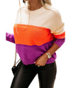 Azura Exchange Multicolor Color Block Drop Shoulder Round Neck Knit Sweater - M