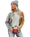 Multicolor Colorblock Textured Drop Shoulder Sweater - L