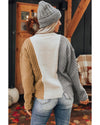 Multicolor Colorblock Textured Drop Shoulder Sweater - L