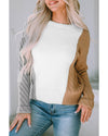Multicolor Colorblock Textured Drop Shoulder Sweater - L