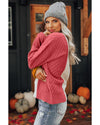 Multicolor Colorblock Textured Drop Shoulder Sweater - M