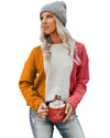 Multicolor Colorblock Textured Drop Shoulder Sweater - M