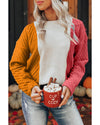 Multicolor Colorblock Textured Drop Shoulder Sweater - M