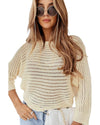 Apricot Open Knit Bracelet Sleeve Sweater - M