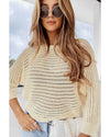 Apricot Open Knit Bracelet Sleeve Sweater - M