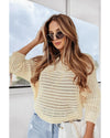 Apricot Open Knit Bracelet Sleeve Sweater - S