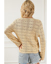 Khaki Hollowed Knit Asymmetric Drawstring Sweater - XL