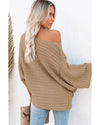Brown Exposed Seam Ribbed Knit Dolman Top - L