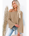 Brown Exposed Seam Ribbed Knit Dolman Top - L