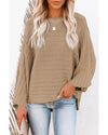 Brown Exposed Seam Ribbed Knit Dolman Top - L