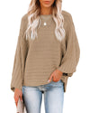 Brown Exposed Seam Ribbed Knit Dolman Top - L