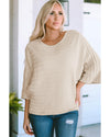 Apricot Exposed Seam Ribbed Knit Dolman Sweater - S