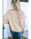 Apricot Exposed Seam Ribbed Knit Dolman Sweater - S