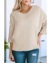 Apricot Exposed Seam Ribbed Knit Dolman Sweater - S