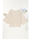 Apricot Exposed Seam Ribbed Knit Dolman Sweater - S
