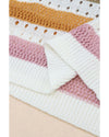 Multicolor Striped Hollowed Knitted Loose Sweater - M