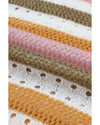 Multicolor Striped Hollowed Knitted Loose Sweater - M