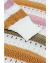 Multicolor Striped Hollowed Knitted Loose Sweater - M