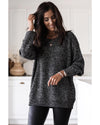 Azura Exchange Black Glittering Long Sleeve Tunic Sweater - M