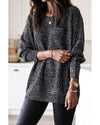 Azura Exchange Black Glittering Long Sleeve Tunic Sweater - M