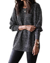 Azura Exchange Black Glittering Long Sleeve Tunic Sweater - M