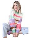 Multicolor Striped Colorblock Drop Shoulder Sweater - L