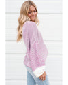 Bonbon Neutral Colorblock Tie Back Sweater - S