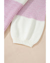 Bonbon Neutral Colorblock Tie Back Sweater - S